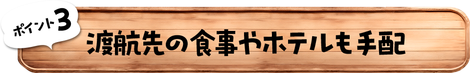 ポイント3　渡航先の食事やホテルも手配