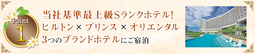 Point1 当社基準最上級Sランクホテル！ヒルトン×プリンス✕オリエンタル3つのブランドホテルにご宿泊