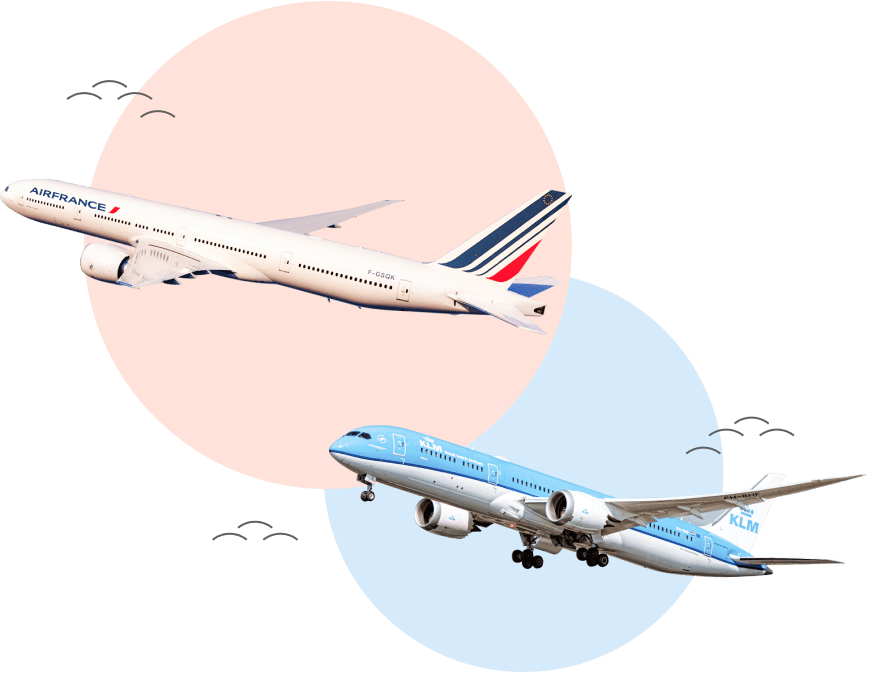 エールフランス航空とKLMオランダ航空の機影