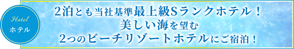 ホテル 2泊とも当社基準最上級Sランクホテル！ 美しい海を望む2つのビーチリゾートホテルにご宿泊！