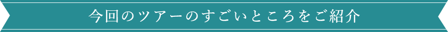 今回のツアーのすごいところをご紹介