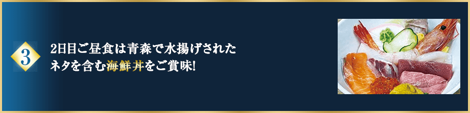 2日目ご昼食は青森で水揚げされたネタを含む海鮮丼をご賞味！