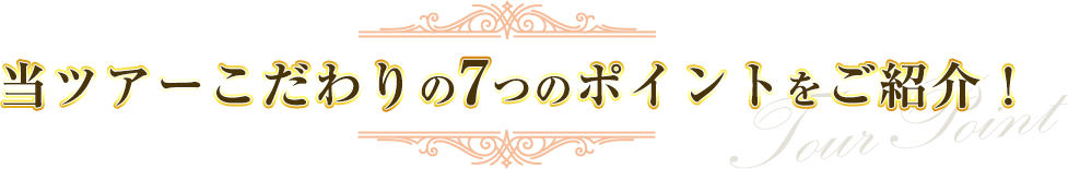 当ツアーこだわりの7つのポイントをご紹介！